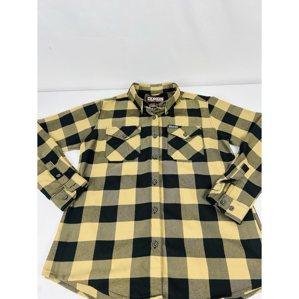 Dixxon Flannel Womens L BRCC Black Rifle Coffee Company Black Tan Plaid Shirt